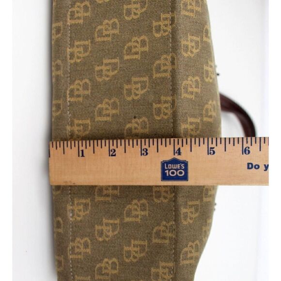 DOONEY & BOURKE DB CANVAS BROWN GENUINE LEATHER TRIM SHOULDER BAG TOTE HANDBAG - Picture 13 of 16